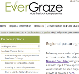 Snip of the EverGraze site